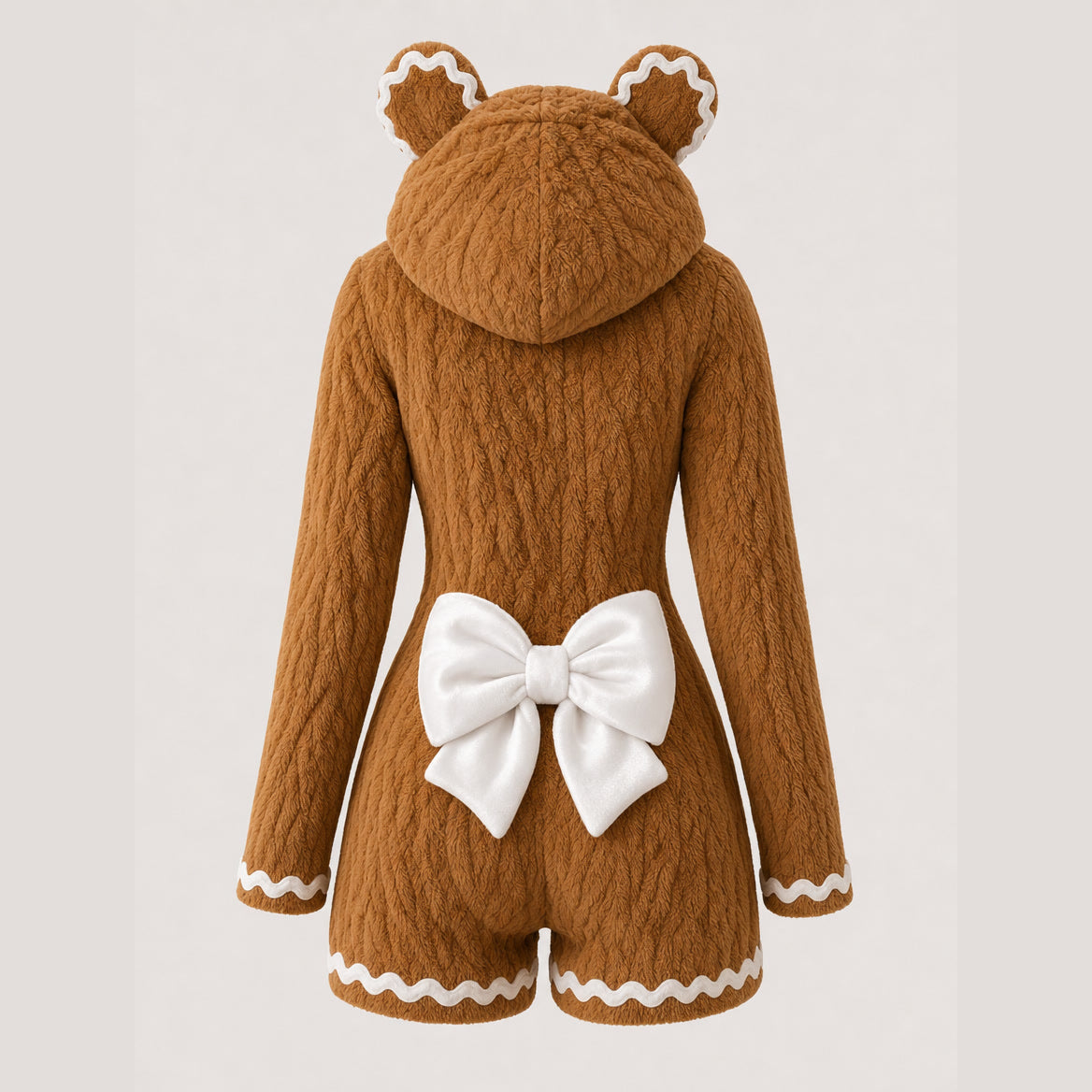 Gingerbread Cozy Romper back with bow