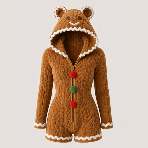 Gingerbread Cozy Romper front