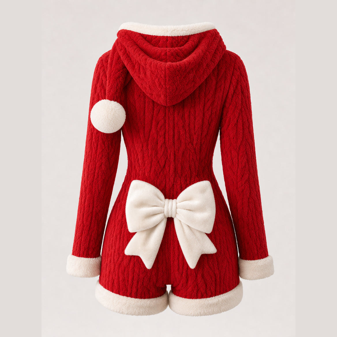 Mrs. Claus Cozy Romper back with bow